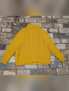 Lands' End 2X Yellow Cowl Neck Pullover Sweater Long Sleeve Plus